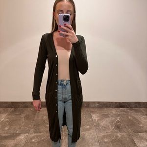 Olive Green Cardigan, buttery smooth fabric